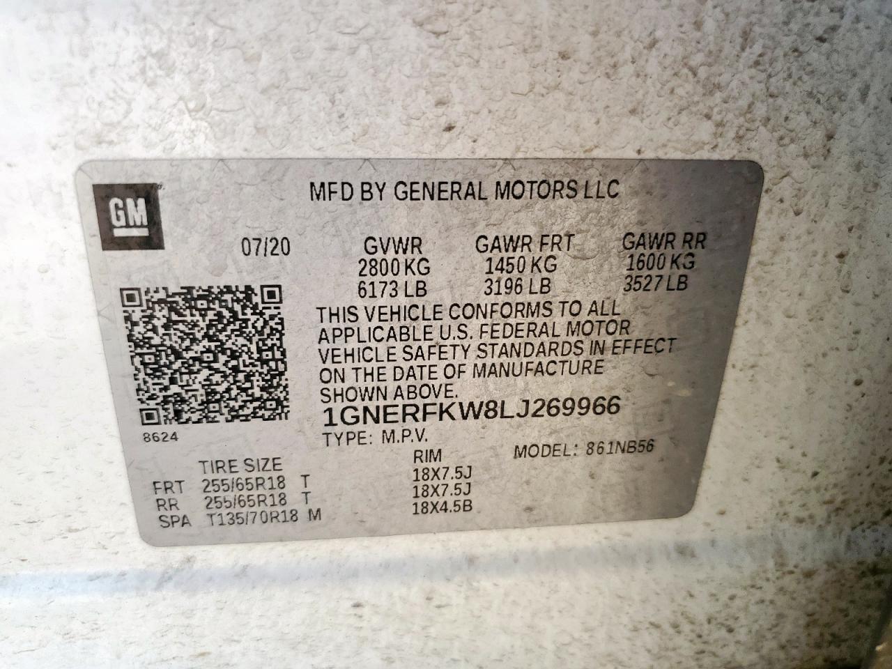 2020 Chevrolet Traverse Ls VIN: 1GNERFKW8LJ269966 Lot: 83756525