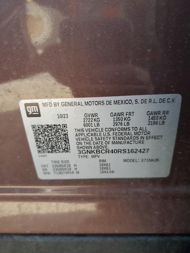 2024 Chevrolet Blazer 2Lt VIN: 3GNKBCR40RS162427 Lot: 80720675