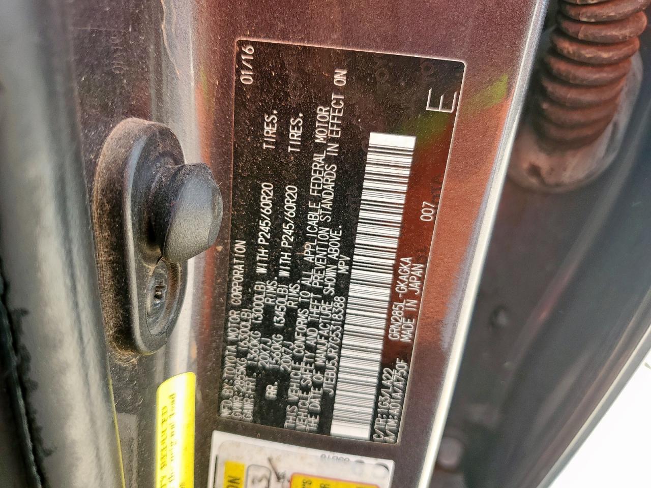 2016 Toyota 4Runner Sr5/Sr5 Premium VIN: JTEBU5JR7G5318388 Lot: 80667055