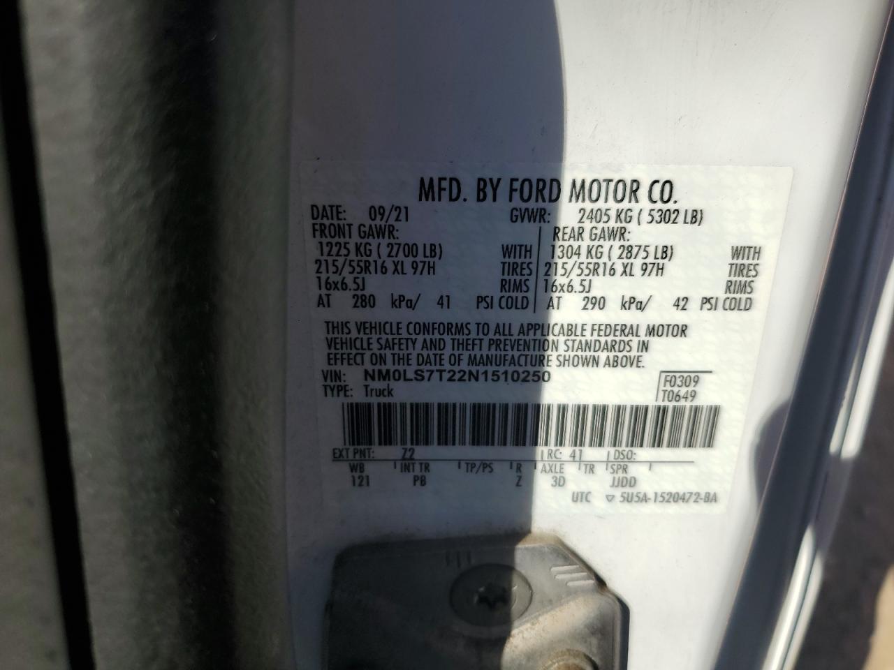 2022 Ford Transit Connect Xlt VIN: NM0LS7T22N1510250 Lot: 82118275