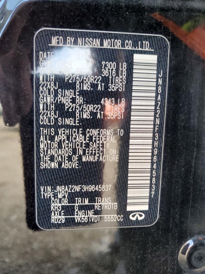 2017 Infiniti Qx80 Base VIN: JN8AZ2NF3H9645837 Lot: 80088565