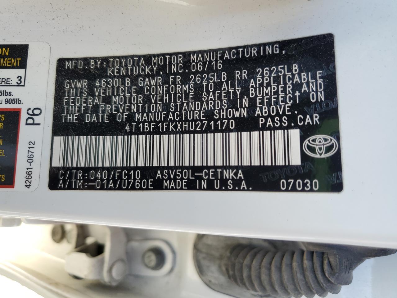 2017 Toyota Camry Le VIN: 4T1BF1FKXHU271170 Lot: 81744715