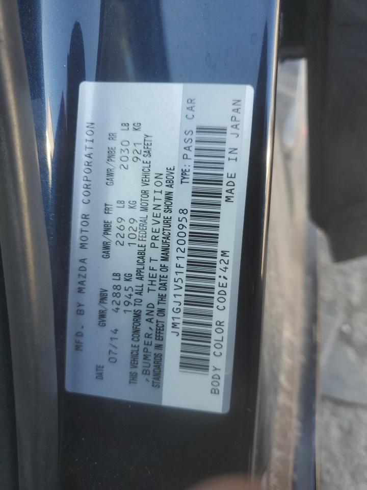 2015 Mazda 6 Touring VIN: JM1GJ1V51F1200958 Lot: 80922285