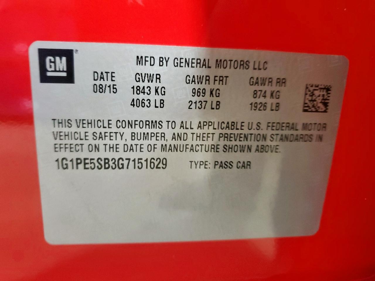 2016 Chevrolet Cruze Limited Lt VIN: 1G1PE5SB3G7151629 Lot: 81470515