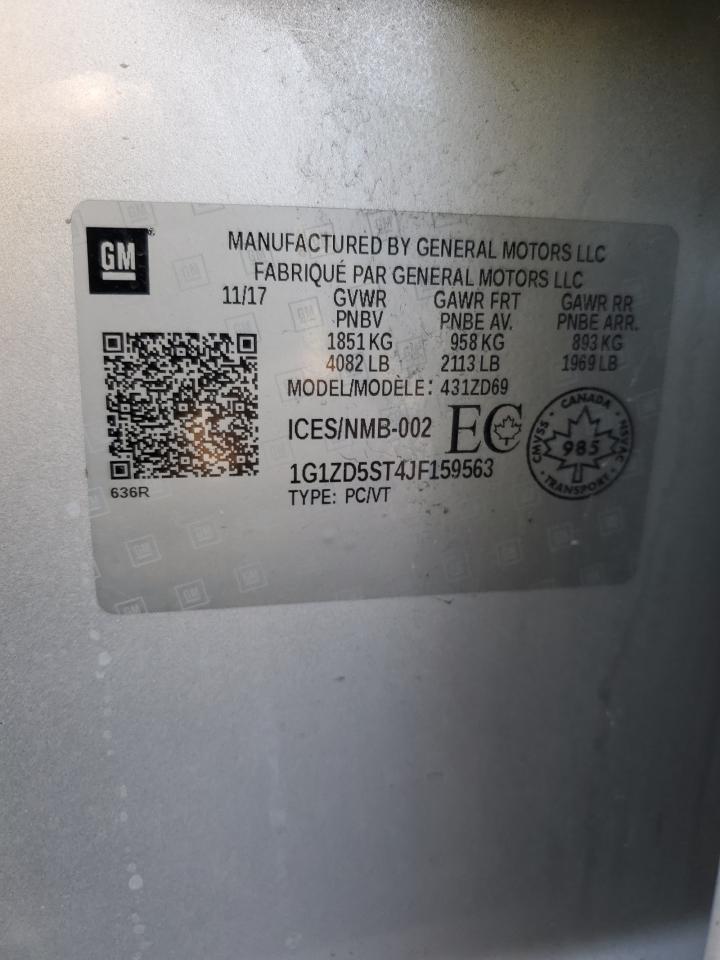 2018 Chevrolet Malibu Lt VIN: 1G1ZD5ST4JF159563 Lot: 83835385