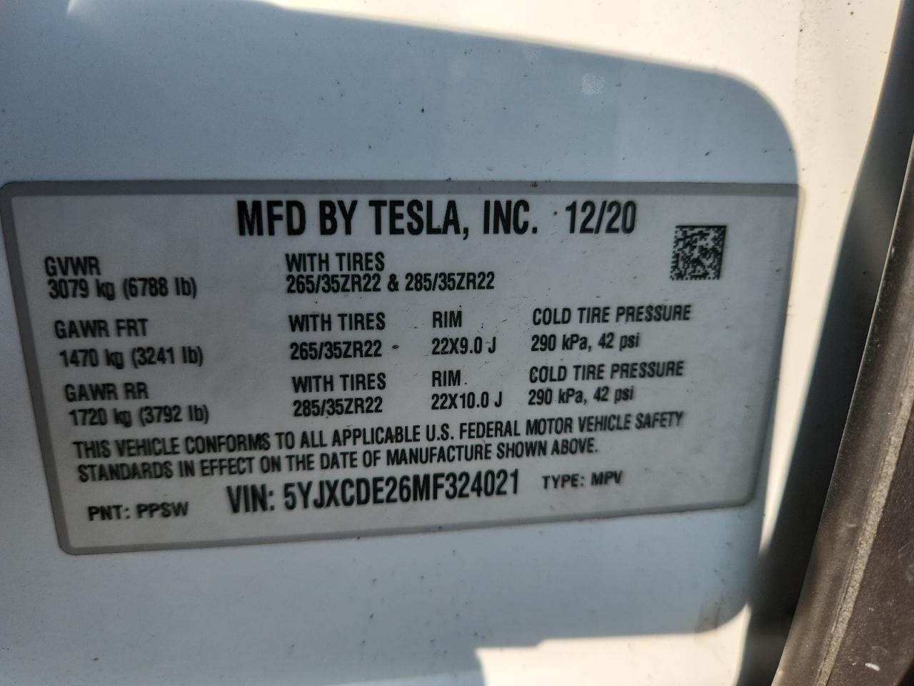 2021 Tesla Model X VIN: 5YJXCDE26MF324021 Lot: 71588185