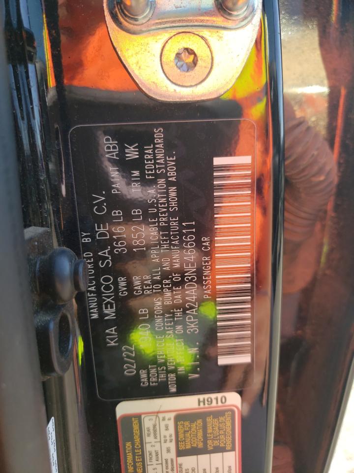 2022 Kia Rio Lx VIN: 3KPA24AD3NE466611 Lot: 71660595