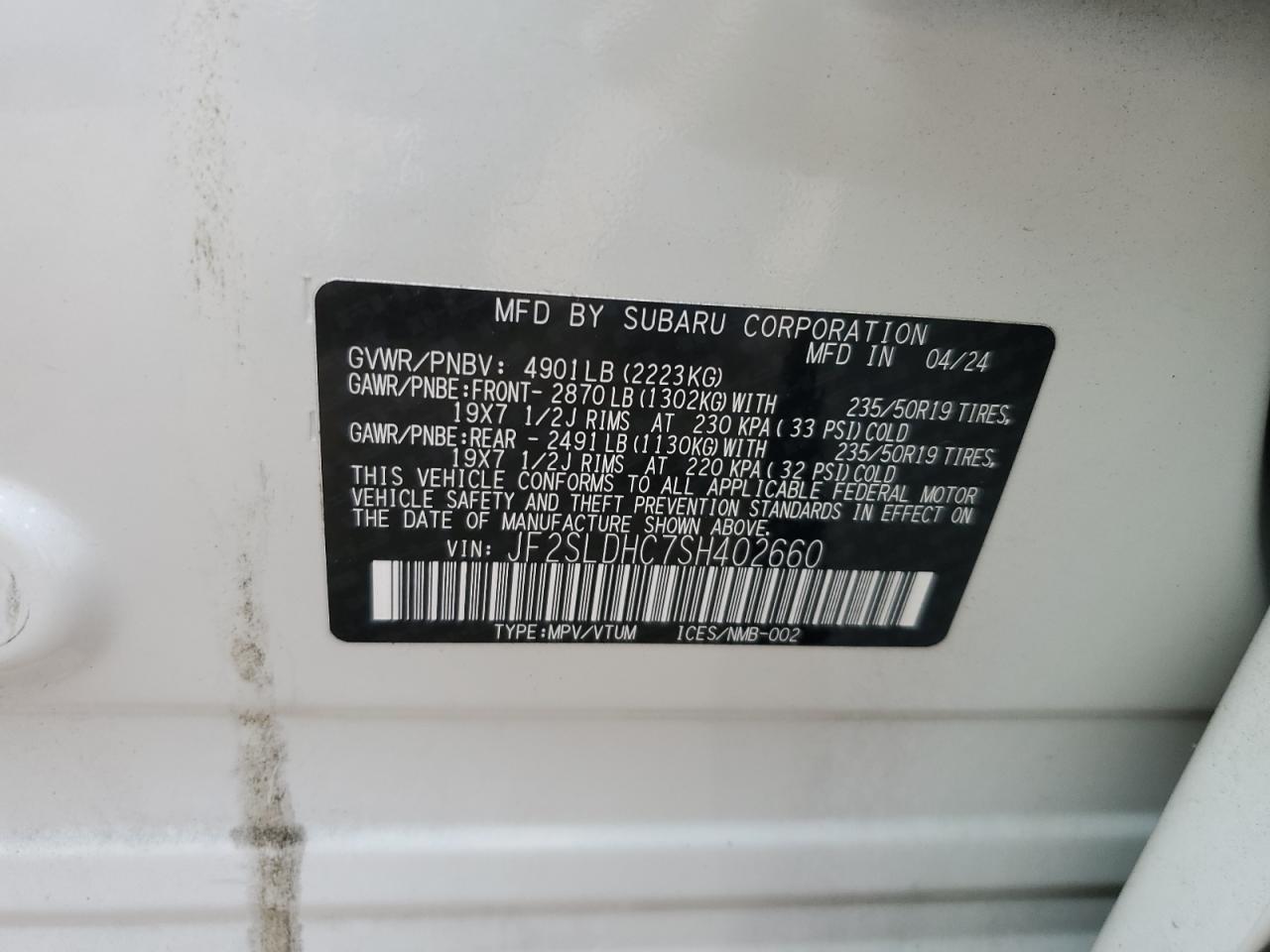2025 Subaru Forester Sport VIN: JF2SLDHC7SH402660 Lot: 81462535