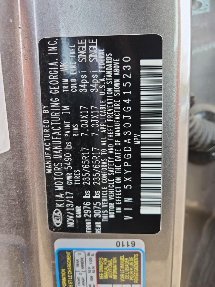 2018 Kia Sorento Lx VIN: 5XYPGDA30JG415230 Lot: 70440245