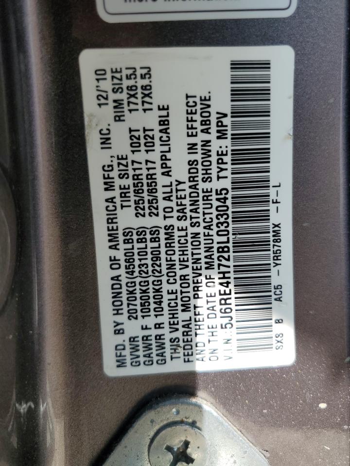 2011 Honda Cr-V Exl VIN: 5J6RE4H72BL033045 Lot: 84773675