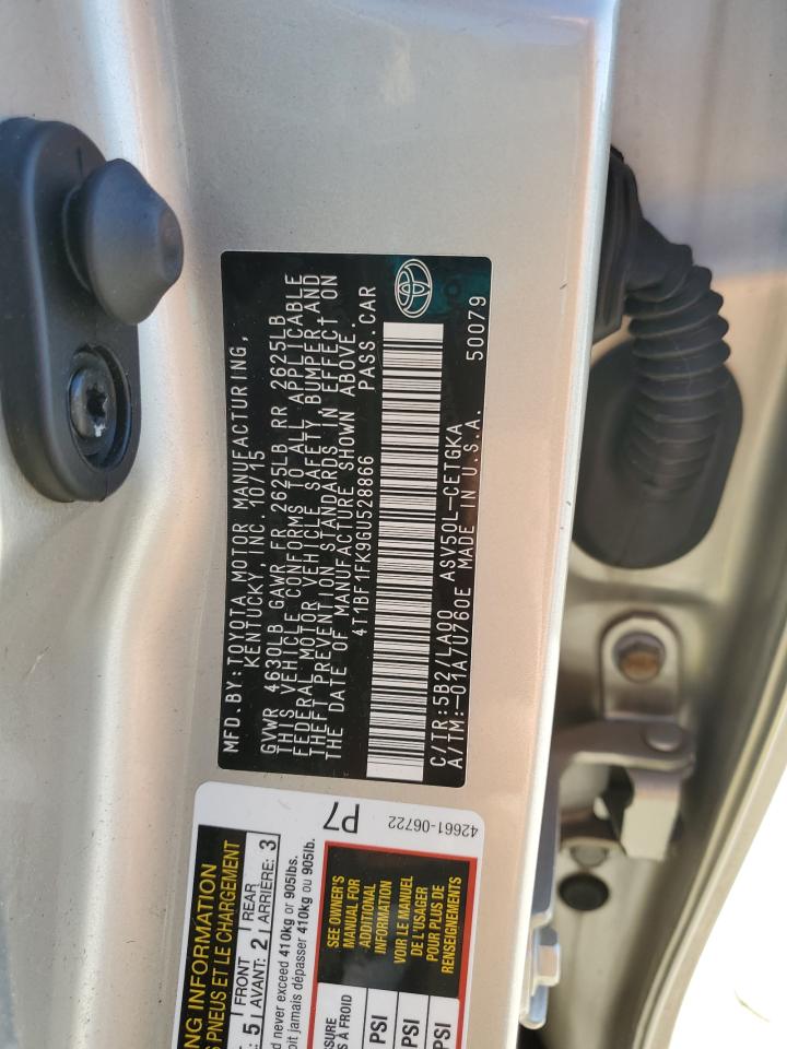 2016 Toyota Camry Le VIN: 4T1BF1FK9GU528866 Lot: 84287895