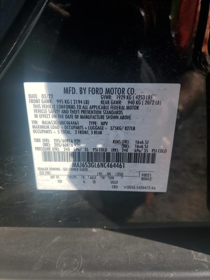 2022 Ford Ecosport Se VIN: MAJ6S3GL6NC464461 Lot: 71699365
