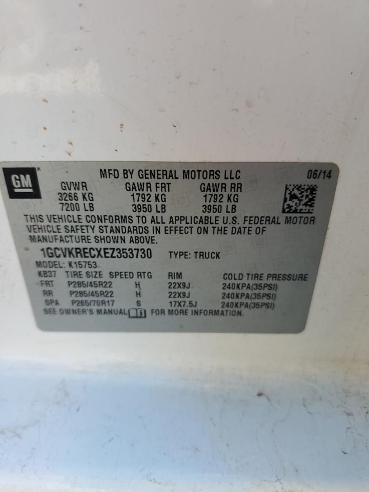 2014 Chevrolet Silverado K1500 Lt VIN: 1GCVKRECXEZ353730 Lot: 80828155