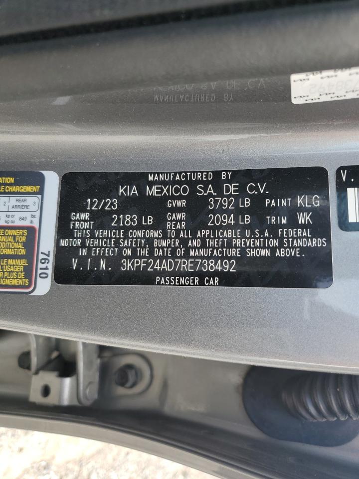 2024 Kia Forte Lx VIN: 3KPF24AD7RE738492 Lot: 80275525