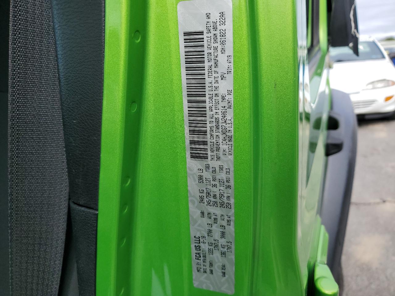 2018 Jeep Wrangler Unlimited Sport VIN: 1C4HJXDG7JW240614 Lot: 80277675