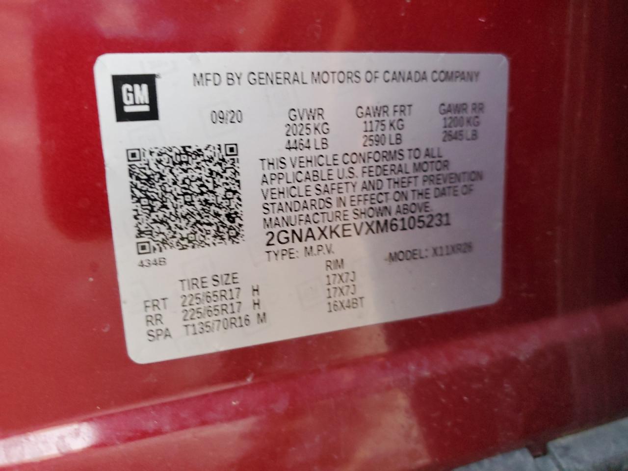 2021 Chevrolet Equinox Lt VIN: 2GNAXKEVXM6105231 Lot: 71303805