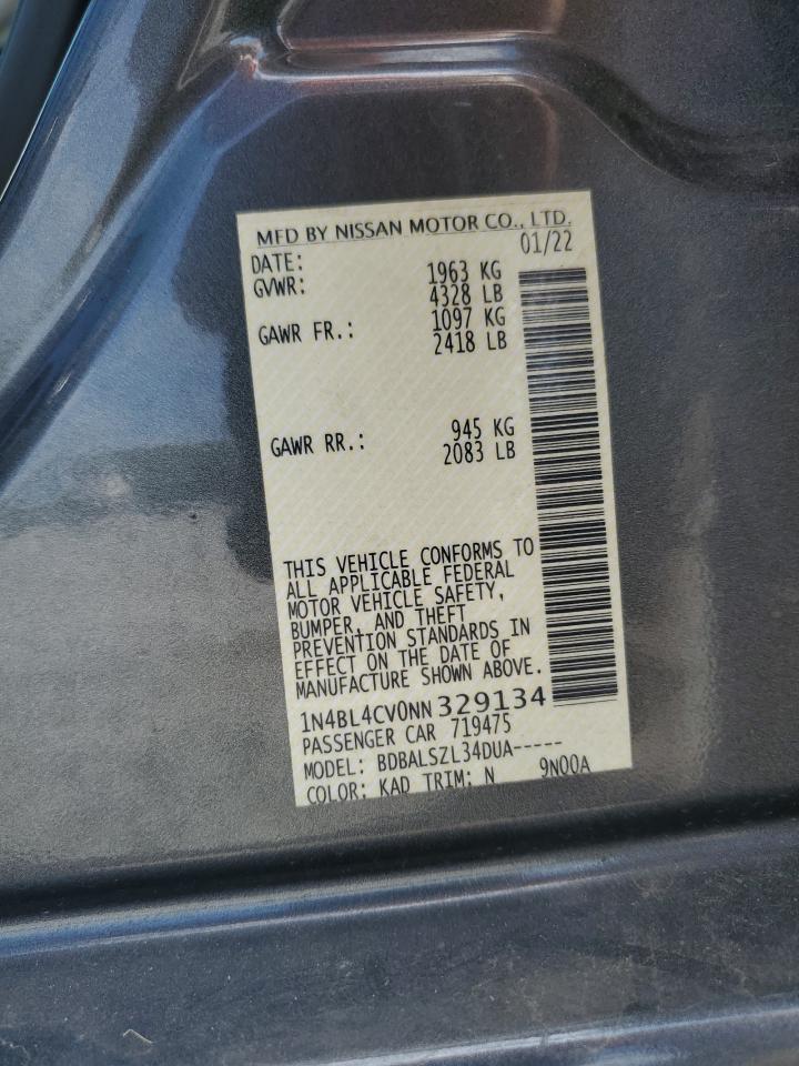 2022 Nissan Altima Sr VIN: 1N4BL4CV0NN329134 Lot: 80723345