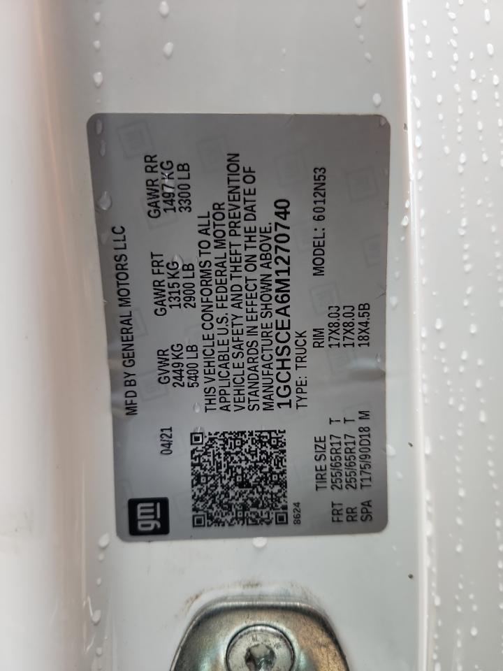 2021 Chevrolet Colorado Lt VIN: 1GCHSCEA6M1270740 Lot: 81790775