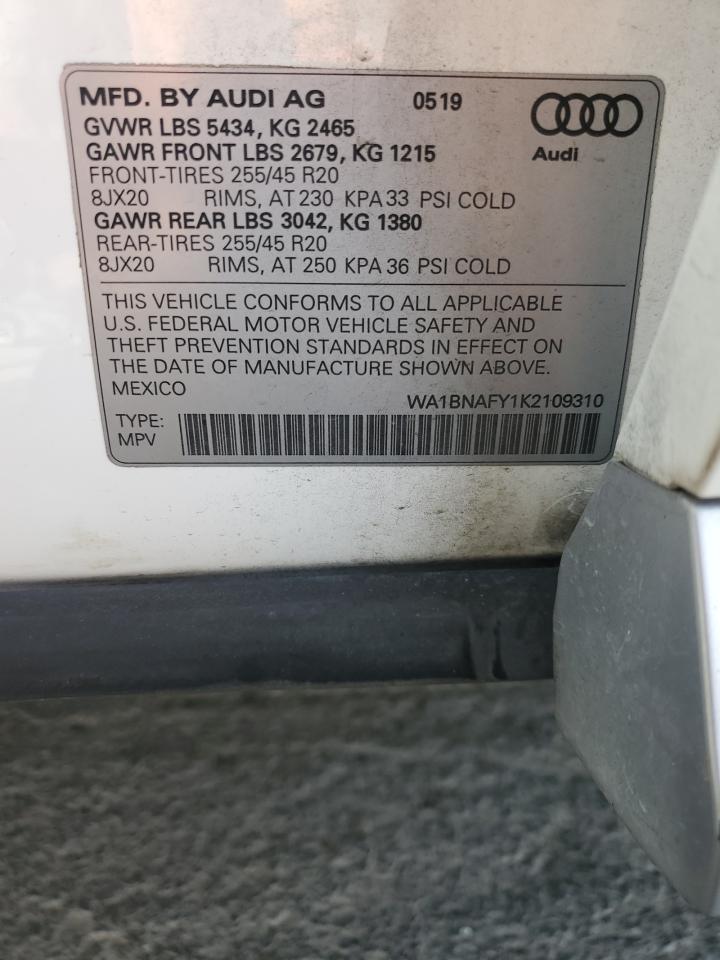 2019 Audi Q5 Premium Plus VIN: WA1BNAFY1K2109310 Lot: 71875955