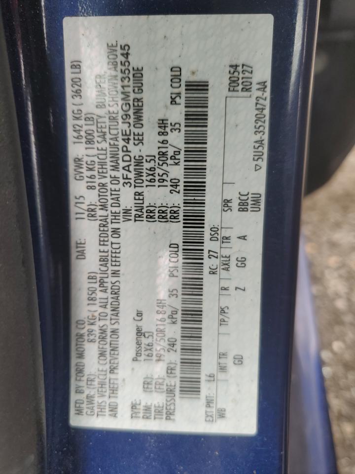 2016 Ford Fiesta Se VIN: 3FADP4EJ9GM135545 Lot: 81463565