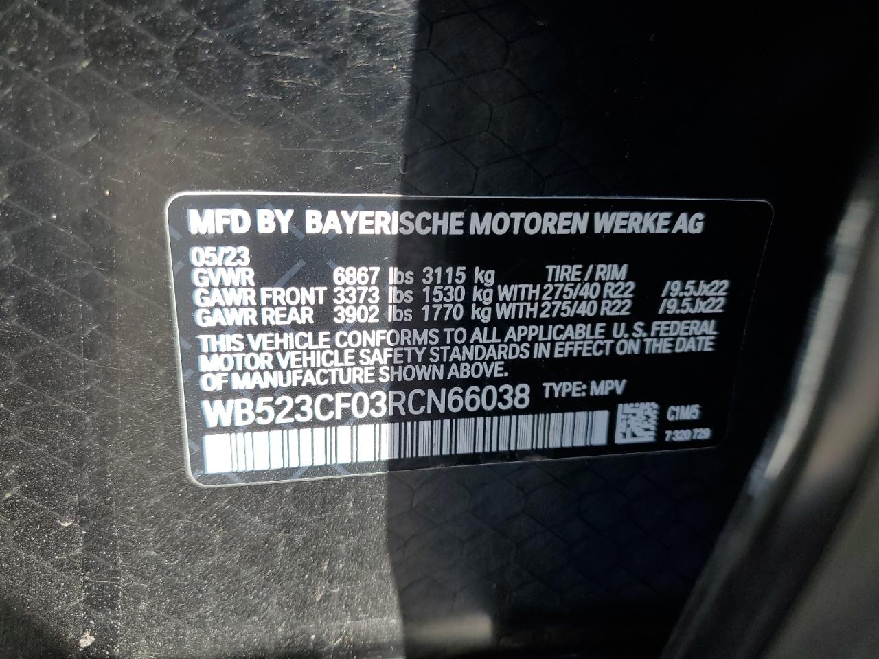 2024 BMW Ix xDrive50 VIN: WB523CF03RCN66038 Lot: 71798645