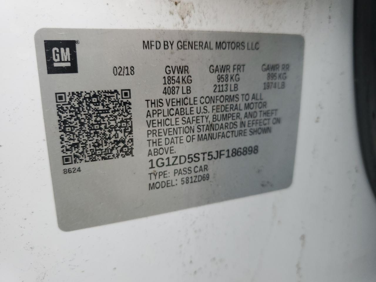 2018 Chevrolet Malibu Lt VIN: 1G1ZD5ST5JF186898 Lot: 82144595