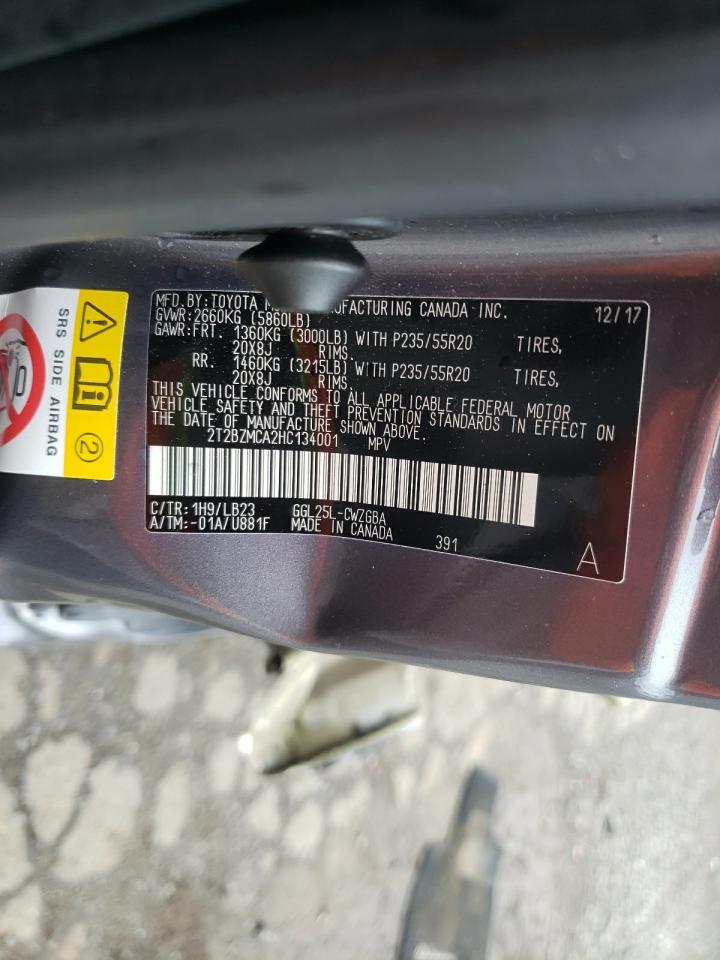 2017 Lexus Rx 350 Base VIN: 2T2BZMCA2HC134001 Lot: 83781235