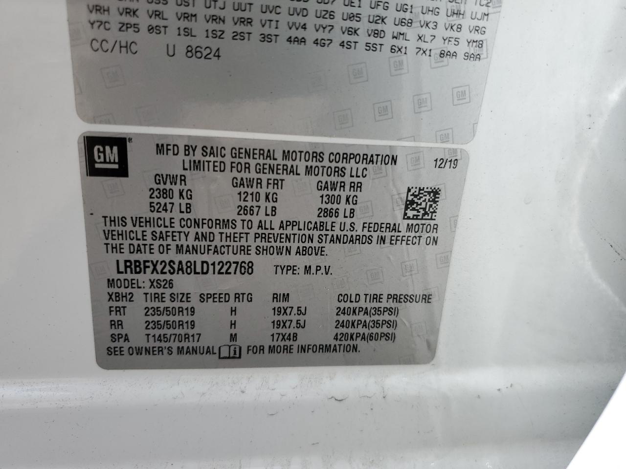 2020 Buick Envision Essence VIN: LRBFX2SA8LD122768 Lot: 84577565