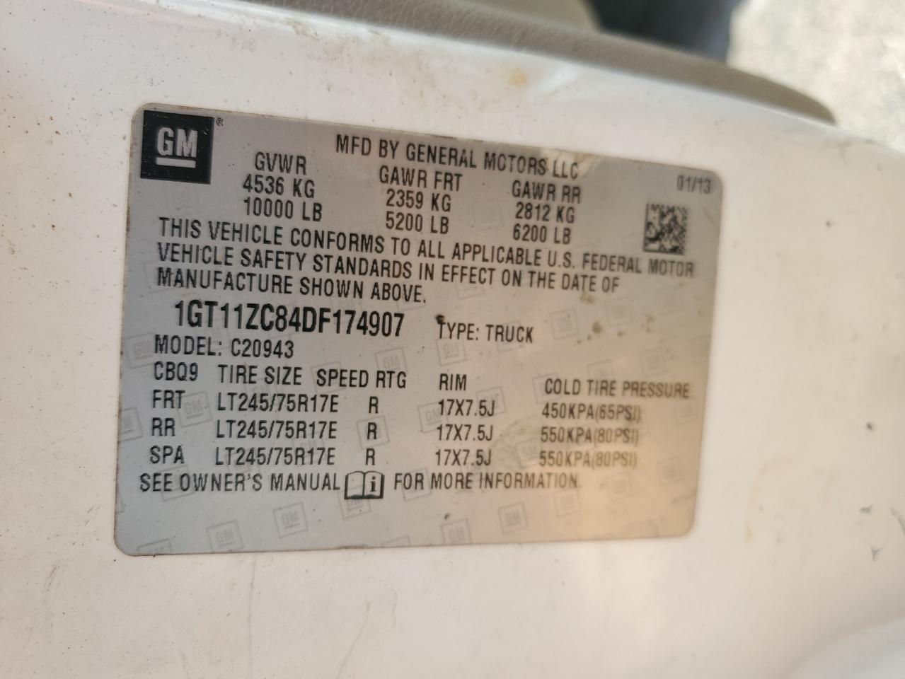 2013 GMC Sierra C2500 Heavy Duty VIN: 1GT11ZC84DF174907 Lot: 84462865