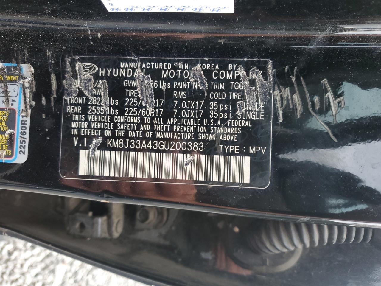 2016 Hyundai Tucson Limited VIN: KM8J33A43GU200383 Lot: 70841315