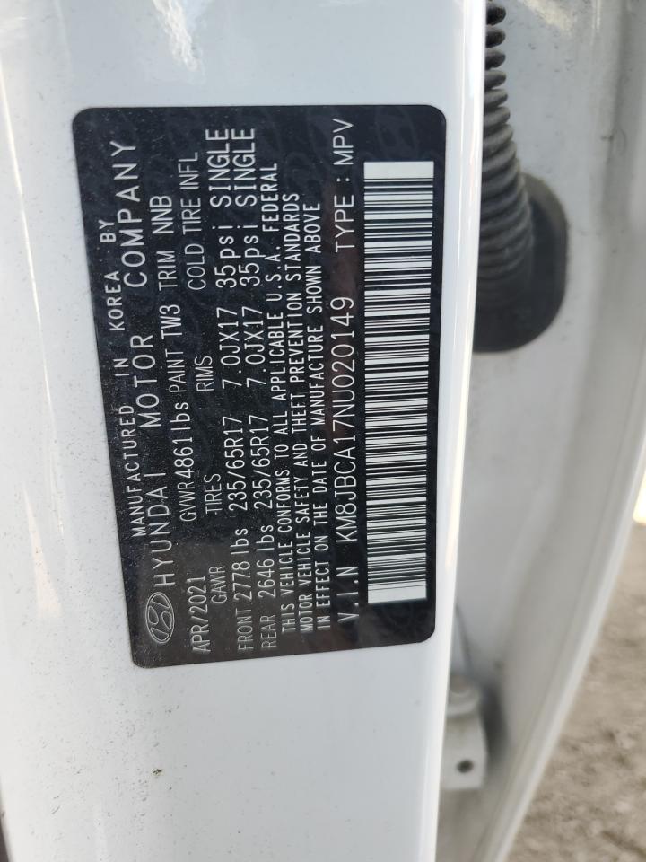 2022 Hyundai Tucson Blue VIN: KM8JBCA17NU020149 Lot: 83856095