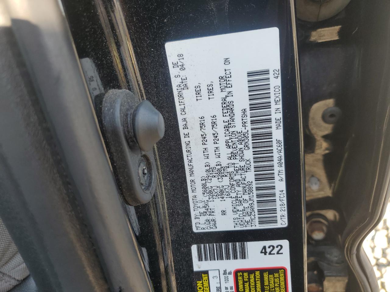 2018 Toyota Tacoma Double Cab VIN: 3TMCZ5AN9JM150892 Lot: 80063485