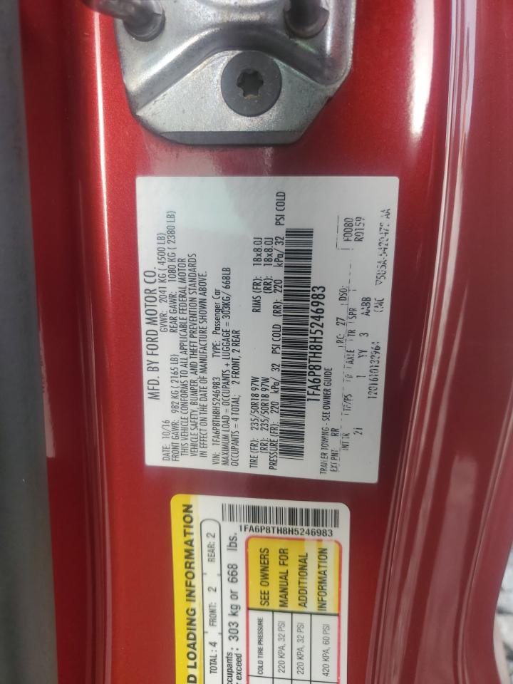 2017 Ford Mustang VIN: 1FA6P8TH8H5246983 Lot: 81306555