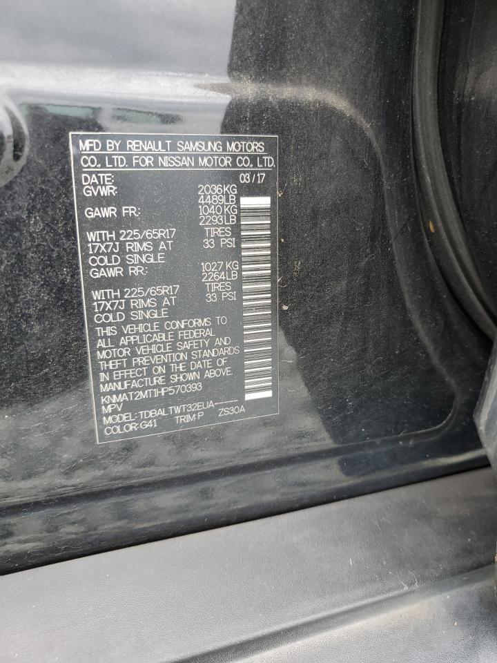 2017 Nissan Rogue S VIN: KNMAT2MT1HP570393 Lot: 81037135