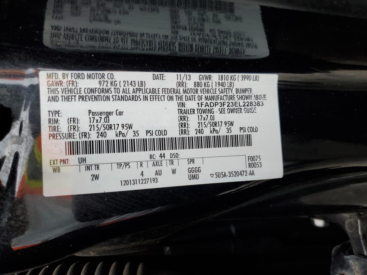 2014 Ford Focus Se VIN: 1FADP3F23EL228383 Lot: 81416355