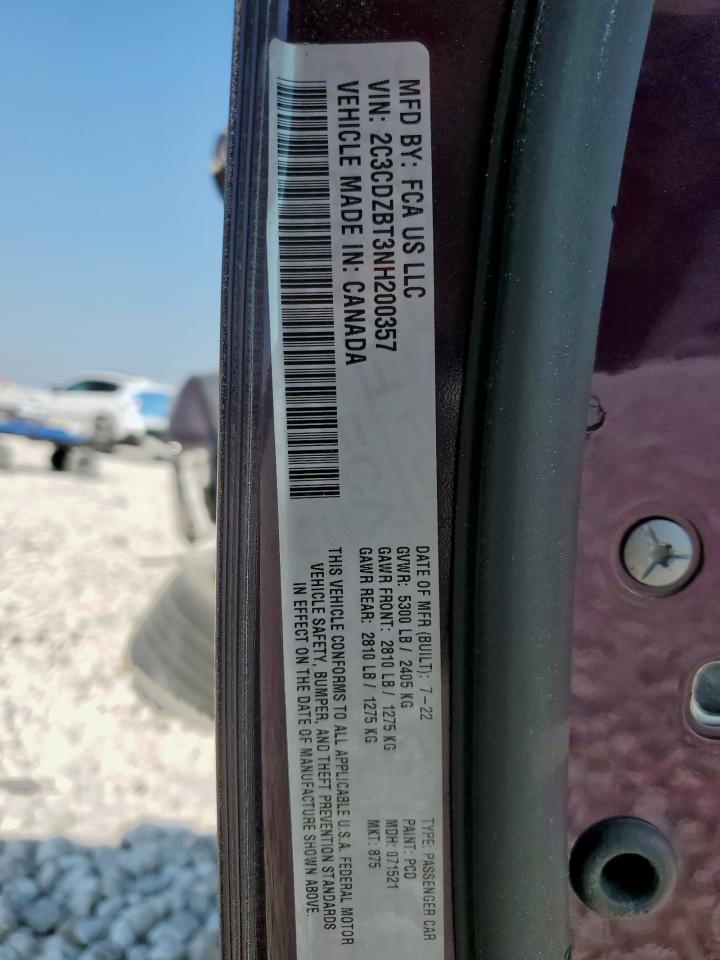 2022 Dodge Challenger R/T VIN: 2C3CDZBT3NH200357 Lot: 81510755