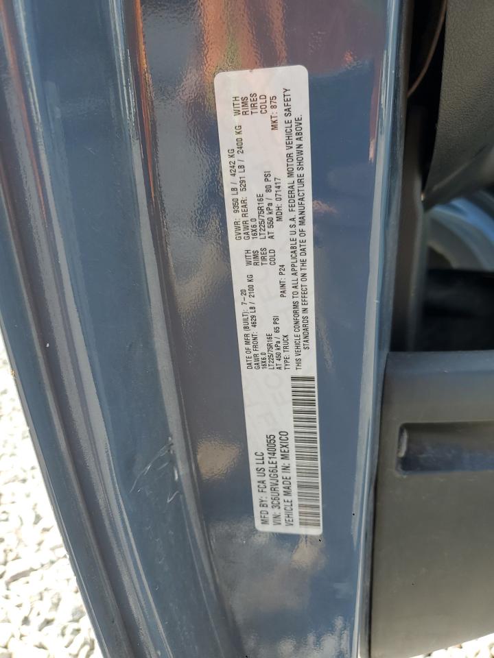 2020 Ram Promaster 3500 3500 High VIN: 3C6URVJG6LE140055 Lot: 70705095