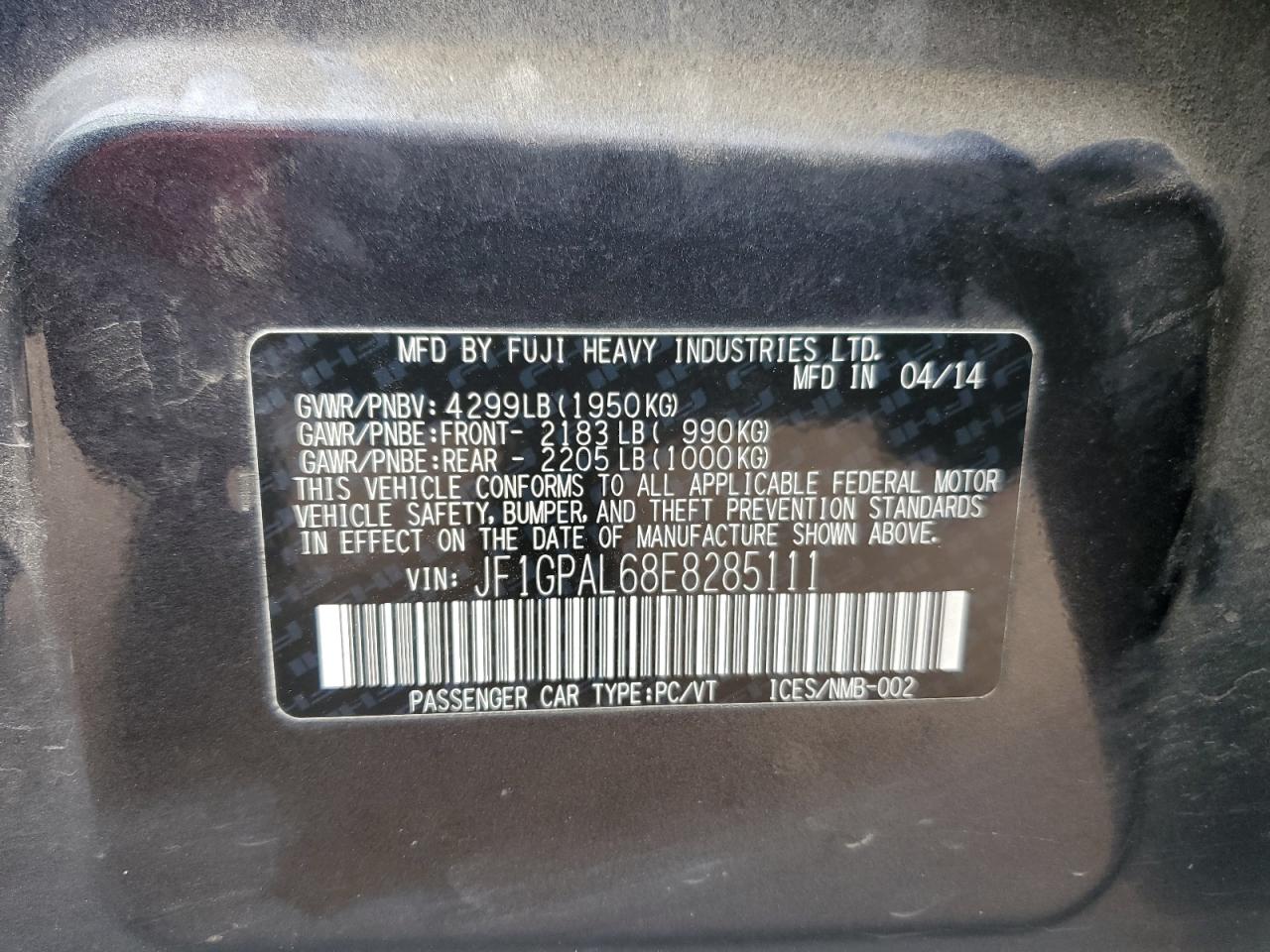 2014 Subaru Impreza Sport Premium VIN: JF1GPAL68E8285111 Lot: 71734605