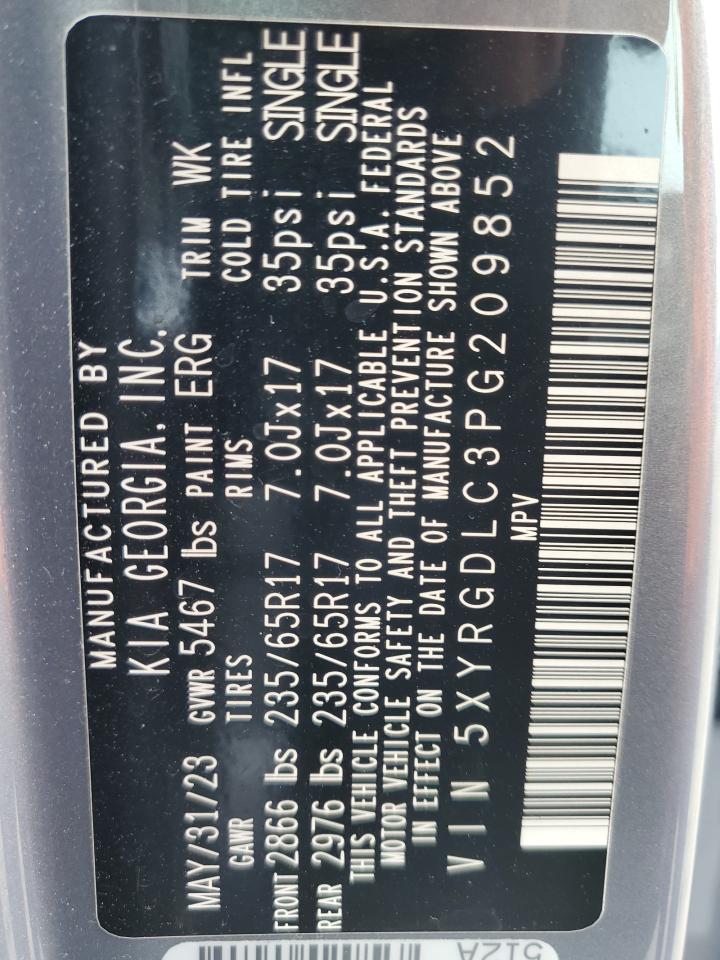 2023 Kia Sorento Lx VIN: 5XYRGDLC3PG209852 Lot: 72017445