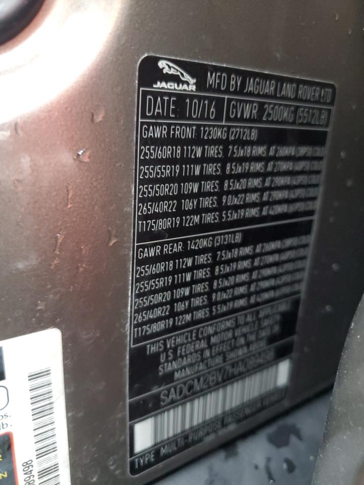 2017 Jaguar F-Pace S VIN: SADCM2BV7HA089498 Lot: 80521715