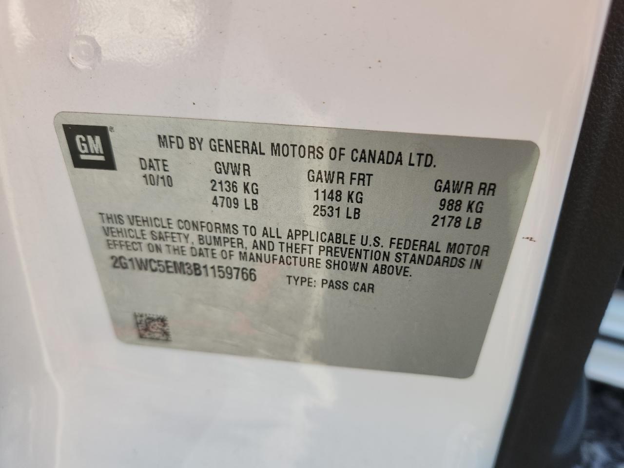 2011 Chevrolet Impala Ltz VIN: 2G1WC5EM3B1159766 Lot: 82068645