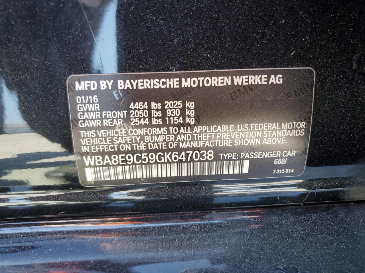 2016 BMW 328 I Sulev VIN: WBA8E9C59GK647038 Lot: 83863945