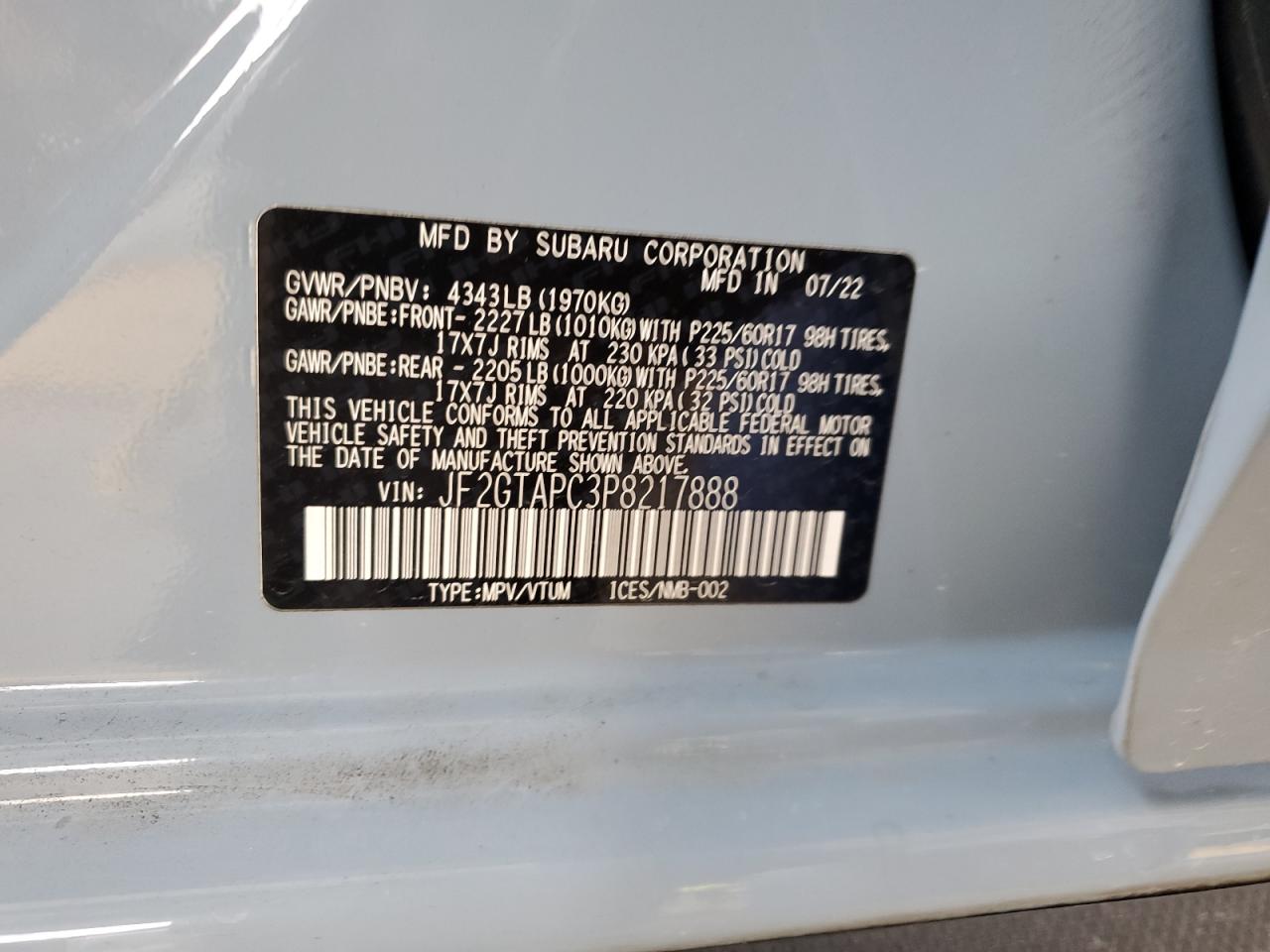 2023 Subaru Crosstrek Premium VIN: JF2GTAPC3P8217888 Lot: 81047345