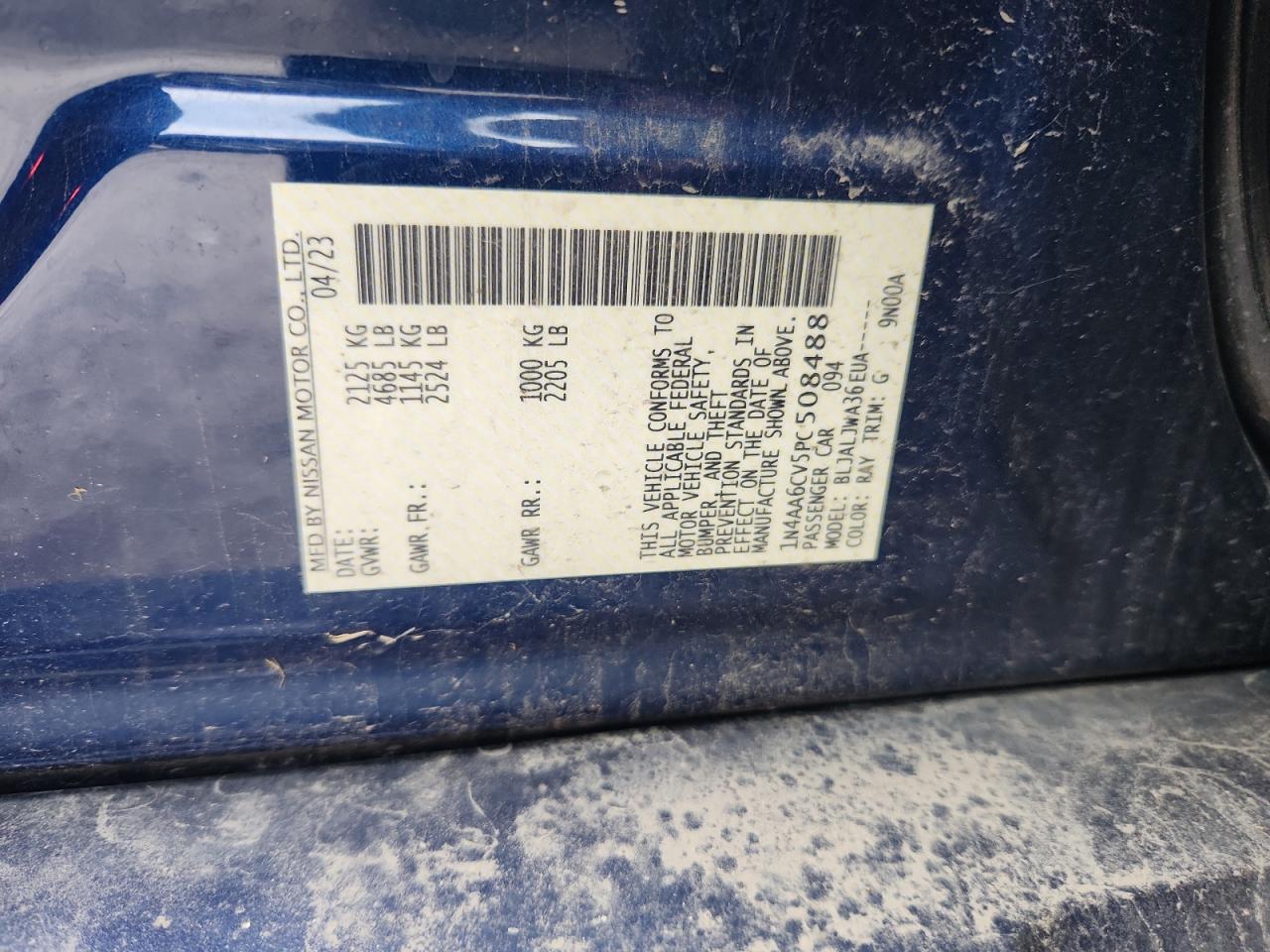 2023 Nissan Maxima Sv VIN: 1N4AA6CV5PC508488 Lot: 84702325