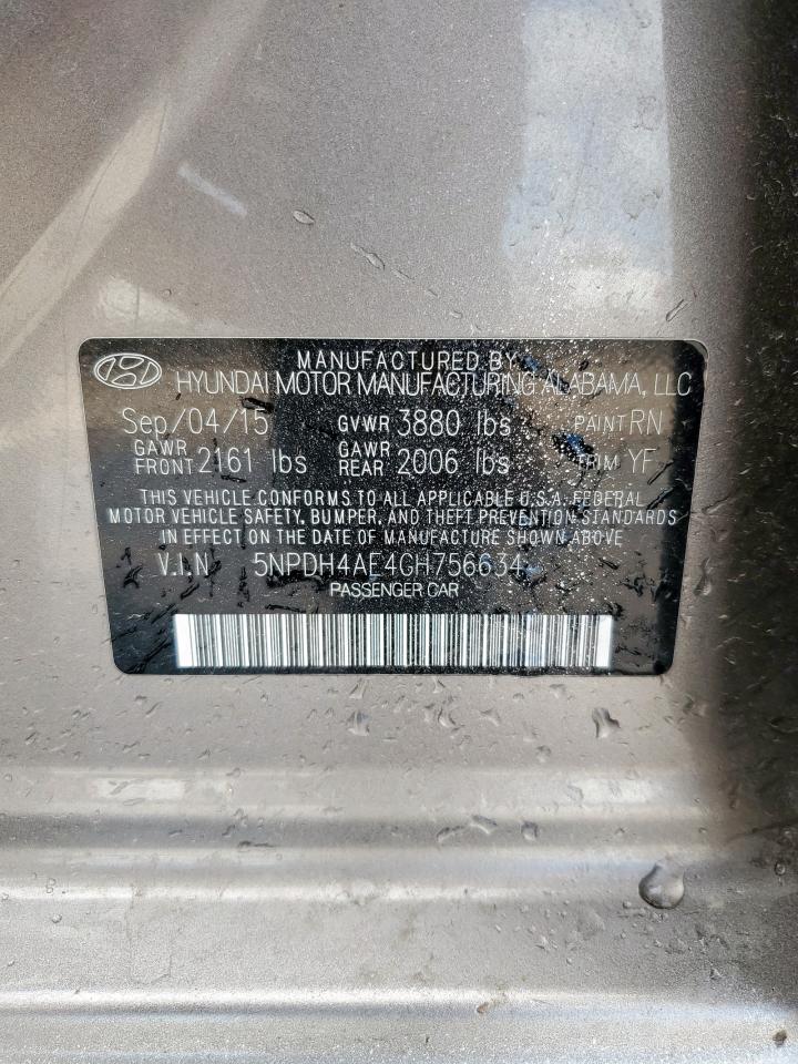 2016 Hyundai Elantra Se VIN: 5NPDH4AE4GH756634 Lot: 82122895