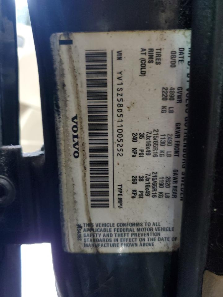 2001 Volvo V70 Xc VIN: YV1SZ58D511005252 Lot: 81264695