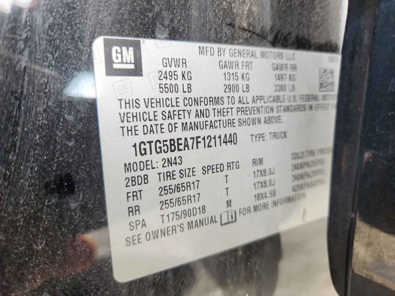 2015 GMC Canyon Sle VIN: 1GTG5BEA7F1211440 Lot: 82097835