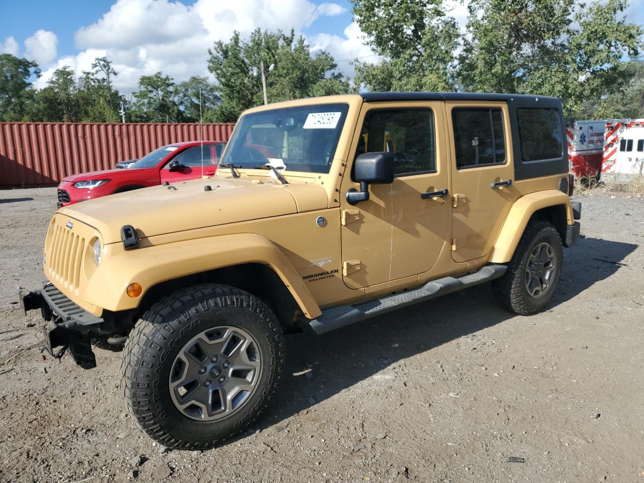 2014 Jeep Wrangler Unlimited Sahara yellow suv flexible 1C4BJWEG3EL236923 photo #1