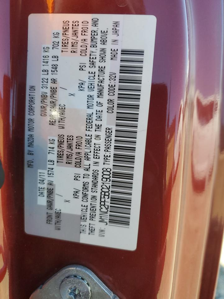 2011 Mazda Mx-5 Miata VIN: JM1NC2PF5B0219008 Lot: 81697175