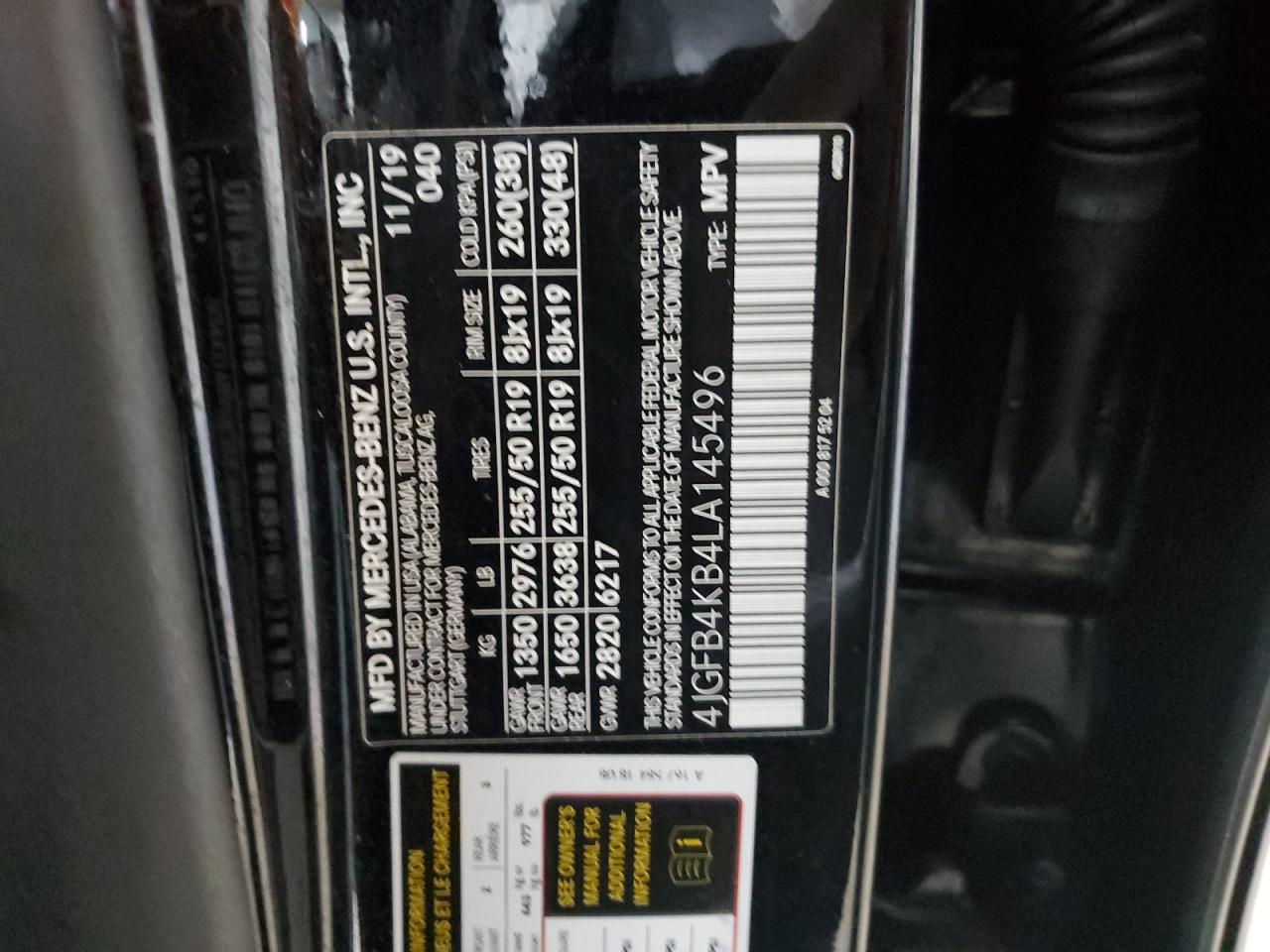 2020 Mercedes-Benz Gle 350 4Matic VIN: 4JGFB4KB4LA145496 Lot: 82149085